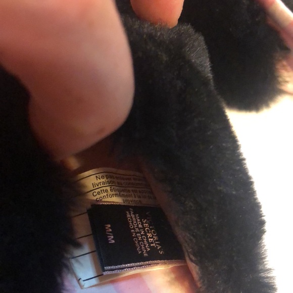 Victoria’s Secret striped black & pink fur slippers - Picture 7 of 7